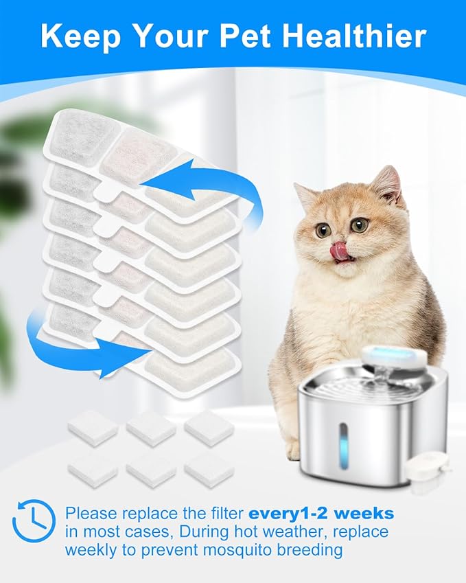 Cat Fountain Filter Replacement Compatible with oneisall PW04 3.5L/118oz, Filter for Cat Water Fountain Fit for oneisall, Keeping Pet Water Clean, 6+6 Pack