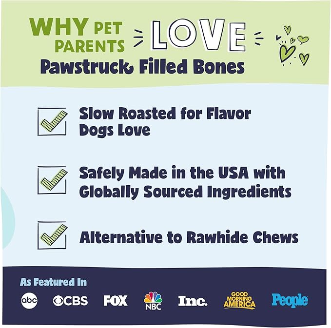 Pawstruck Large 5-6" Filled Dog Bones, Beef Flavor - Made in USA, Long-Lasting Stuffed Femur for Aggressive Chewers, Dental Treat - Pack of 3, Packaging May Vary