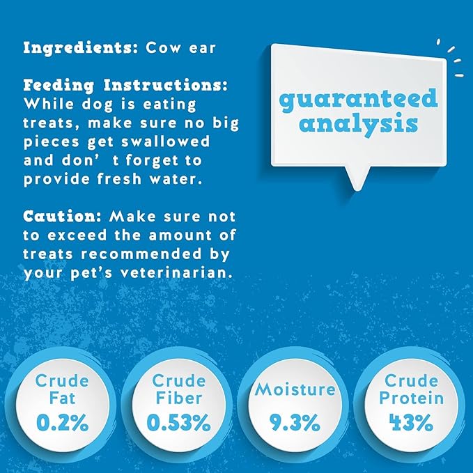 Jack&Pup White Cow Ears for Dogs - Cow Ear Dog Treats, Single Ingredient, High Protein, Pig Ear Alternative Dog Treats - Cow Ears for Small and Large Dogs (80 Pack)