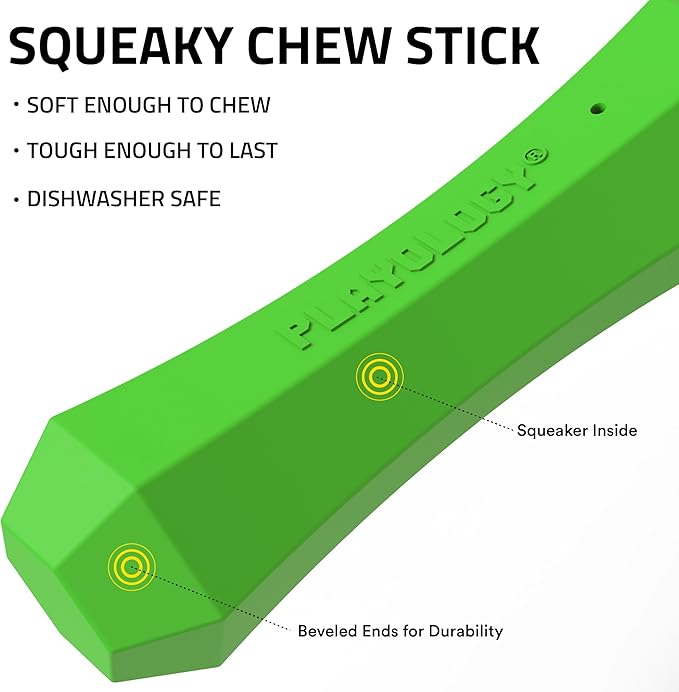 Playology Dog Toys | Durable Squeaky Chew Stick for Dogs | Jumbo Mom's Turkey Scented Toy - Easy to Clean and Made from Non Toxic Materials