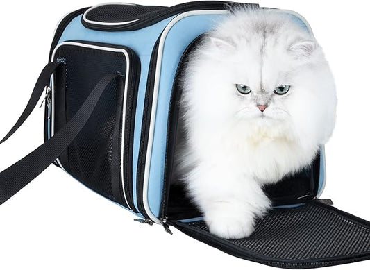 Cats Voluntarily Enter Carrier. Stress-Free Vet Visit, Veterinarian-Approved Design. 360 Mesh Visibility, Long-Term Durability, Car-Safe and Lockable Zips Hug Securely