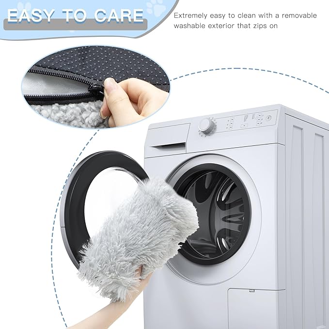 Cat Bed for Indoor Cats, Washable Pet Couch Furniture, Puppy Sleeping Nest Dog Sofa Bed for Medium Cat & Small Dogs, Plush Gray, 26" Lx18 Wx12 Th (for 20lbs Cats)