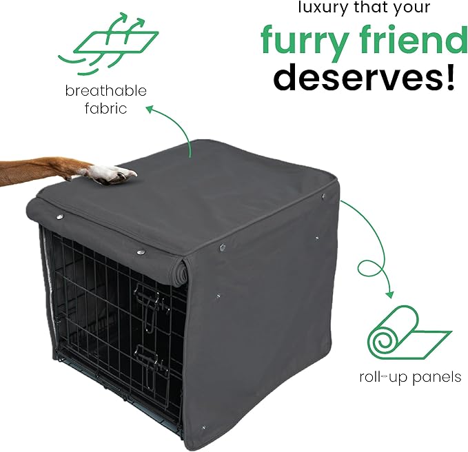 Molly Mutt I'm a Realist Dog Crate Cover, 100% Cotton Canvas Cover with 2 Roll-Up Panels, Ideal for Dog or Cat Crate, Durable, Washable, and Free of Harmful Chemicals, 42" x 28" x 31"