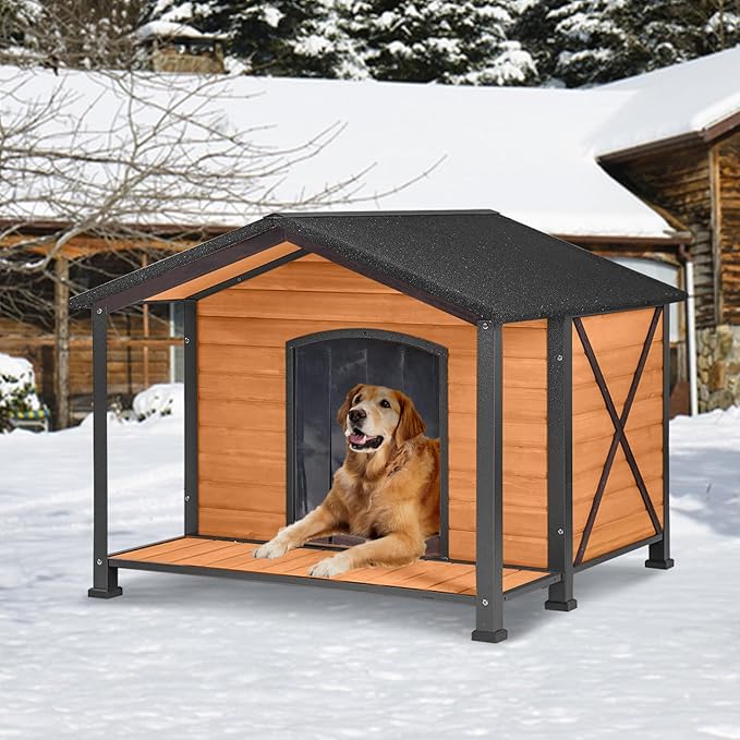 Large Heated Dog House Outdoor XL Insulated Dog House Weatherproof Dog Kennel ((with Heating Pad & Liner), Extra Large Heated Dog House (AIR89-HP))