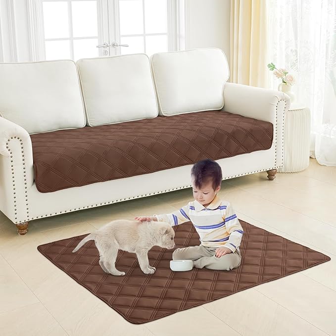 Smiry Waterproof Dog Bed Cover Blanket 40x50, Soft Reversible Pet Blanket, Washable Leakproof Cats Dogs Couch Cover for Sofa, Couch, Furniture, Lattice, Brown/Chocolate