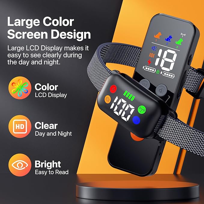 Dog Training Collar, Dog Shock Collar with Remote Control for Medium Large Dogs 40-120lbs, IP68 Waterproof Shock Collar for Dogs with Beep Vibration Static & Safety Lock