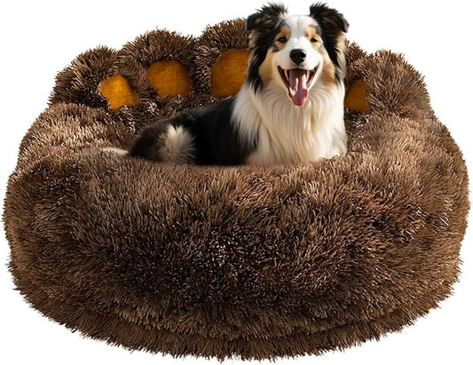 Cute Dog Bed Medium Size Dogs Beds Couch Pet Bed with Washable Removable Cover Egg Crate Foam Waterproof Orthopedic Dog Beds (Khaki,M)