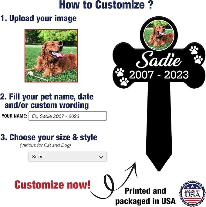 Customized Pet Sympathy Deceased Pet Picture Grave Markers Losing A Dog Bereavement Photo Grave Markers Gifts for Sister Sentimental Quote Memorial Animal Pet Tribute Keepsake Garden Decor