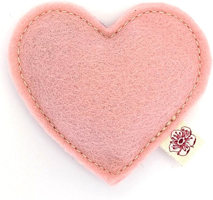 Cherry Valley Organics Catnip Toy – Heart Shape, Organic Catnip, 100% Wool Felt, Grown & Made in The USA - Pink