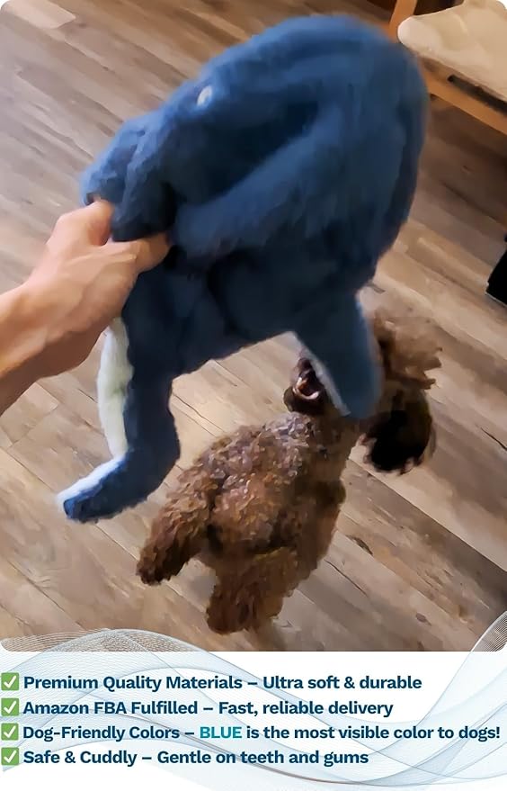 Large Crinkle Dog Toy – No stuffing Squeaky Dog Toy for Small, Medium & Large Breeds, Interactive Tough toy set - Ideal for Chewing, Teething & Fetch, Durable Pet-Safe Materials - Soft Blue Plush