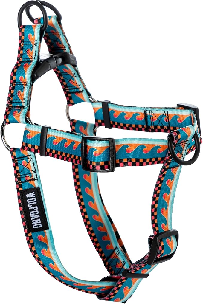 Wolfgang Heavy Duty Adjustable Dog Harness, Pull-Tested to Over 800 lbs for Walking & Training, BuenaOnda Print, X-Large