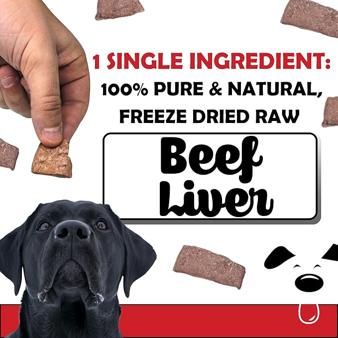 Freeze Dried Raw Beef Liver Dog Treats - Limited Ingredient, Preservative Free, High Protein, Low Fat Dog Treats - Raw Single Ingredient Treats for Pets - 4 oz