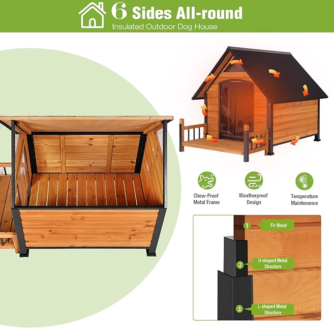 Large Heated Dog House Outdoor XL Insulated Dog House Weatherproof Dog Kennel (Outdoor Dog House (Standard Model), Extra Large Insulated Dog House (AIR80-XL))