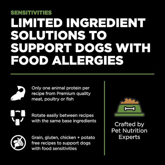 Go! Solutions Sensitivities Limited Ingredients, Grain-Free Dry Dog Food, Turkey Recipe for Sensitive Stomach, 3.5 lb Bag