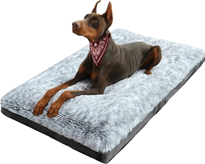 KISYYO Orthopedic Dog Beds for Large Dogs Fixable Deluxe Cozy Dog Kennel Beds for Crates Washable Pet Sofa, Grey (L)