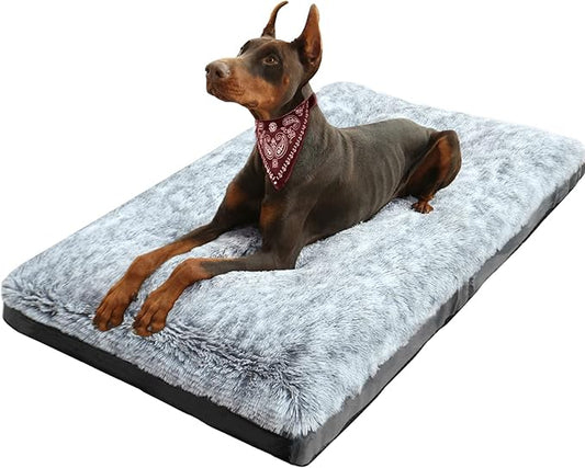 KISYYO Orthopedic Dog Beds for Large Dogs Fixable Deluxe Cozy Dog Kennel Beds for Crates Washable Pet Sofa, Grey (L)