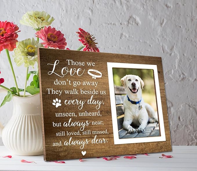 Memorial Picture Fram&Dog Memorial Suncatcher Gift Set, Pet Picture Frame, Sympathy Gifts for Loss of Loved Pet, Bereavement Gifts for Loss of Dog, Remembrance Photo Frame or Memorial Gift, Fits 4x6In Photo(GXK01)