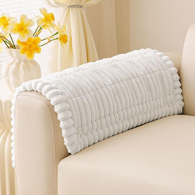 Smiry Couch Cover for Dogs Washable, Non Slip Fuzzy Pet Couch Covers for 3 Cushion Sofa Pet Friendly, Thick Soft Sofa Slipcovers Cushion Protector (White, 27.6" x 27.6")