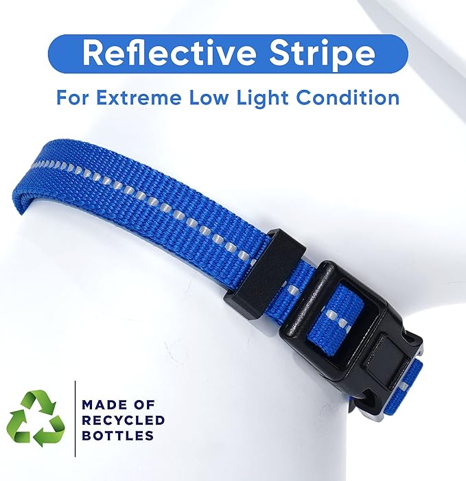 Pawtitas Recycled Dog Collar with Reflective Stitched Puppy Collar Made from Plastic Bottles Collected from Oceans Extra Small Blue Ocean