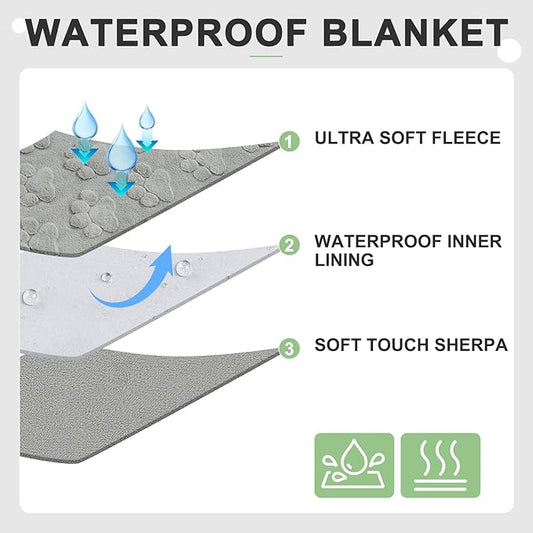 BEAUTYZOO Waterproof Dog Blankets for Large Dogs, Dog Blanket for Couch Sofa Bed, Super Soft Premium Coral Fleece Throw Cat Puppy Blanket, Reversible Furniture Protector, Washable Pet Blanket 32x40IN