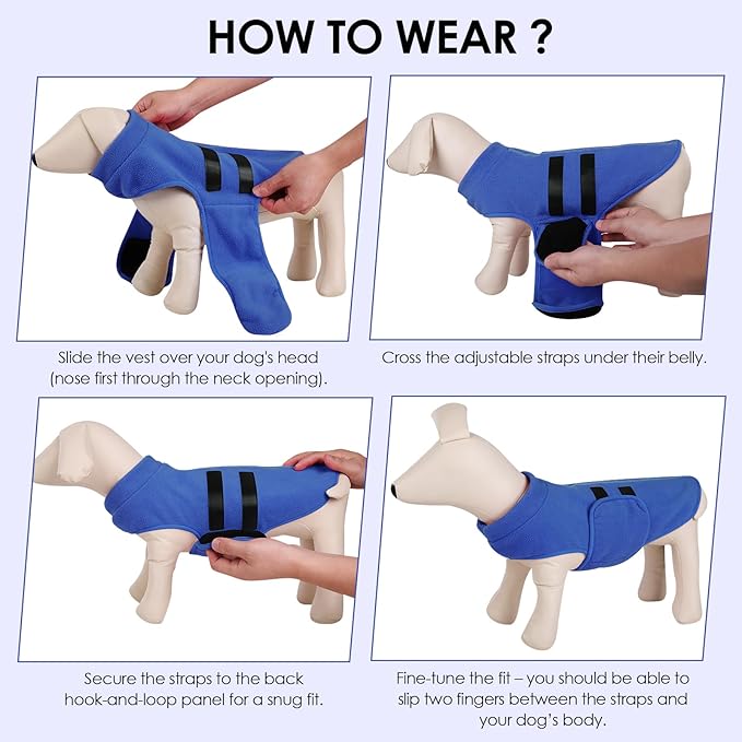 Dog Sweater,Adjustable Dog Sweaters for Small, Medium and Large Dogs Boys Girls, Dachshund Chihuahua Fleece Dogs Sweater(Blue,L)