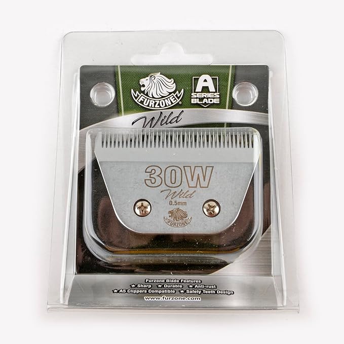 FURZONE Detachable Blade - Size 30W Wide Blade 1/50", Made of Extra Durable Japanese Steel, Compatible with Most Andis, Oster, Wahl A5 Clippers