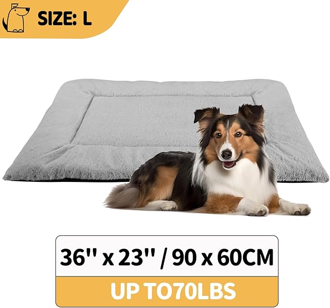 Dog Bed, Dog Crate Mat Washable, Ultra Soft & Anti-Slip Large Dogs Bed Crates & Kennels, Suitable for Dogs Up to 70 lbs, 36" x 23", Dark Grey