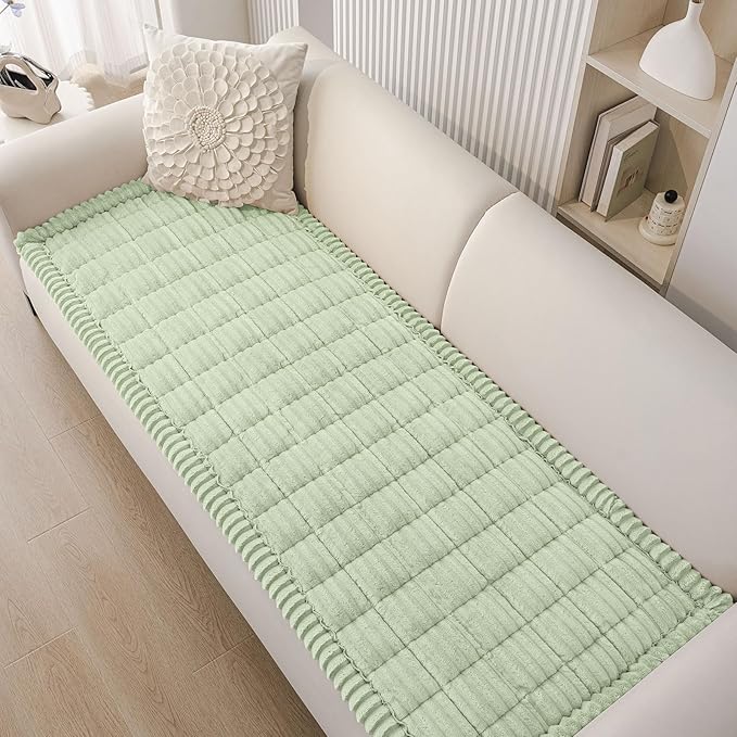 Smiry Couch Cover for Dogs Washable, Non Slip Fuzzy Pet Couch Covers for 3 Cushion Sofa Pet Friendly, Thick Soft Sofa Slipcovers Cushion Protector (Green, 27.6" x 47")