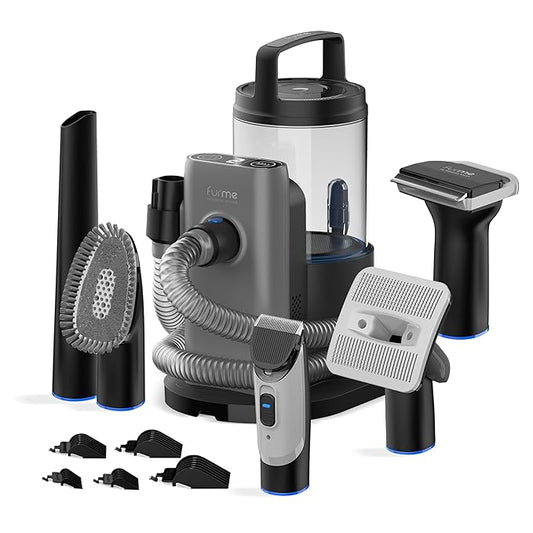 FURME Original Pet Grooming Vacuum Kit - Cat & Dog Grooming Kit for Easy Pet Care at Home, Quiet & Safe Dog Hair Remover Machine with Brush, Clipper, Shedding & Cleaner Tools & 2L Canister