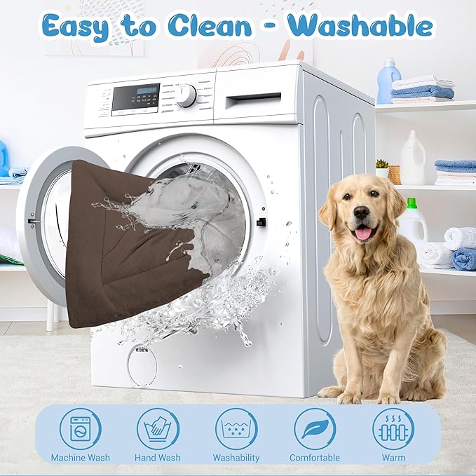 Dog Bed, Dog Crate Mat Washable, Ultra Soft & Anti-Slip S Dogs Bed Fit Dogs Crates & Kennels (Curry, 48.0" L x 30.0" W x 1.5" Th)