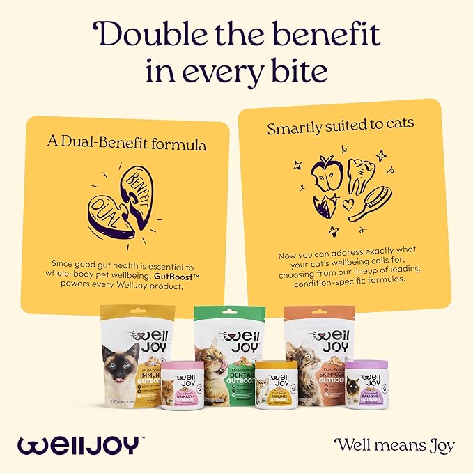New! WellJoy Cat Treat Immune+ GutBoost | Supports a Healthy Respiratory System & Immune Defenses | Dual-Benefit GutBoost Formulation | Vet Formulated | Made in USA | Real Chicken | 120 Soft Chews