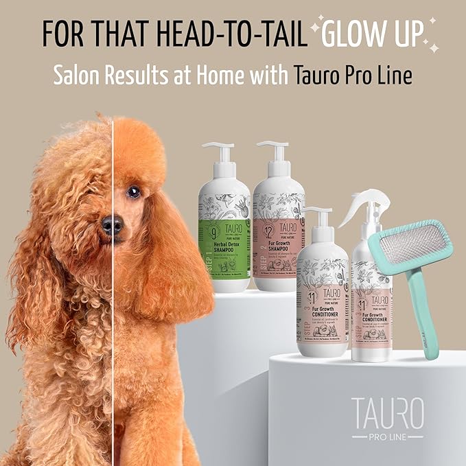 Tauro Pro Line Dog Brush for Shedding - Labradoodle, Goldendoodle or Poodle Long or Medium Hair - Slicker Brush for Dogs & Cat Grooming, Flexible Cushion & Non-Slip Grip (Size M - Mint)