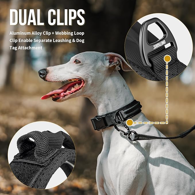 OneTigris Dog Collar for Small Dogs, Soft Padded and Adjustable, Wide Heavy Duty Pet Collars with Durable UTX Buckle for Walking(Black, S)