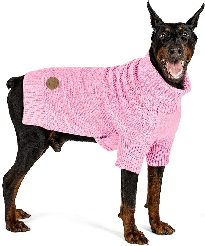 cyeollo Dog Sweater Knitwear Turtleneck Soft Knitwear Pullover Sweaters with Long Sleeves Warm Dog Clothes for Large Dogs,Pink, XXXL