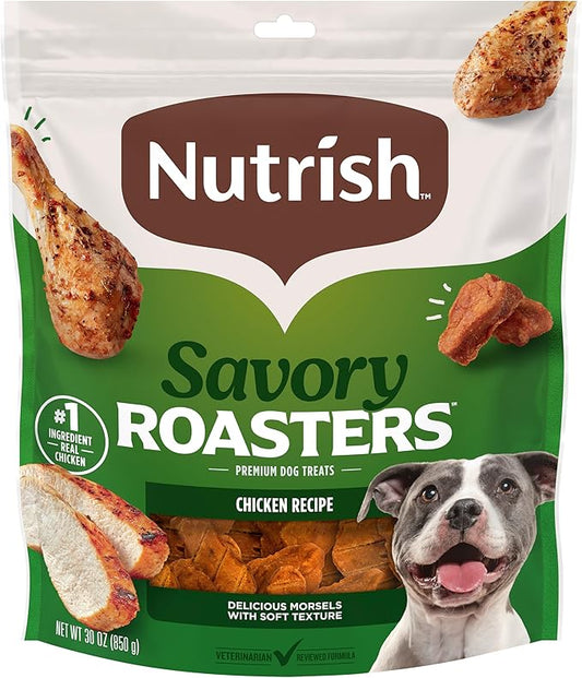 Nutrish Premium Dog Treats Savory Roasters Real Chicken Recipe, Soft Texture, Resesalable Bag, 30 oz. Pouch (Rachael Ray)