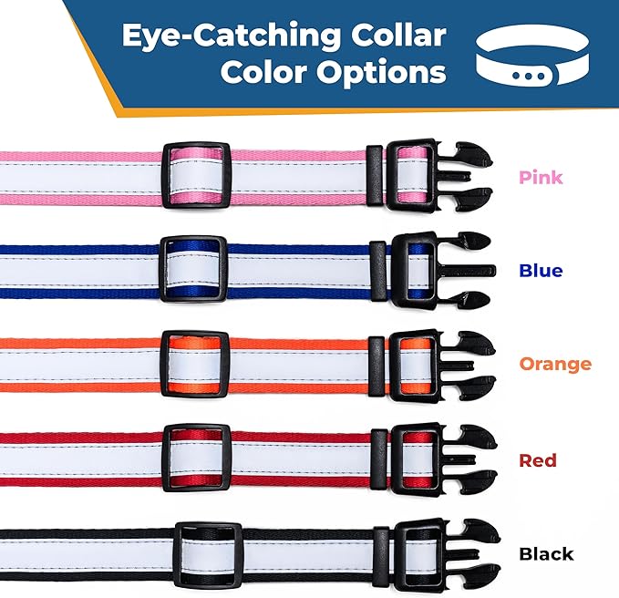 GoTags Reflective Personalized Dog Collar, Custom Embroidered with Pet Name and Phone Number in Blue for Boy and Girl Dogs, Adjustable Large