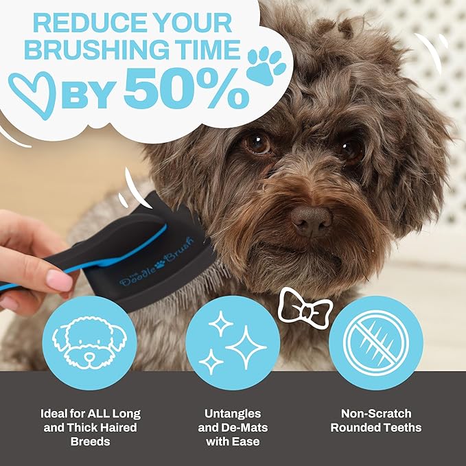 Slicker Brush for Dogs Detangler, Poodle Pin Dematting Extra Long Pin Slicker for Goldendoodle, Cockapoo, Cavapoo, Tangle-Free Grooming Shiny Coat Holiday Pet Christmas Gifts