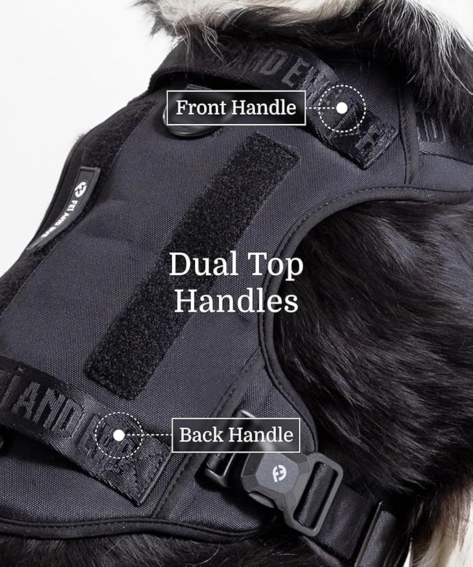 2025 New Edition, Fei & Eve MagEase Dog Harness - 3-Second Magnetic Buckles | 3-Point No-Pull Control | Heavy-Duty 900D Nylon | Dual Safety Handles | Breathable Mesh | Adjustable Fit | Medium,Black
