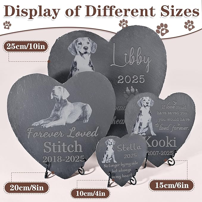 Pet Memorial Stone, Dog Memorial Stone, Dog Memorial Gifts for Loss of Dog, Pet Memorial Gifts, Loss of Pet Sympathy Gift, in Loving Memory Pet - Paw Prints on Our Hearts - Heart Shaped