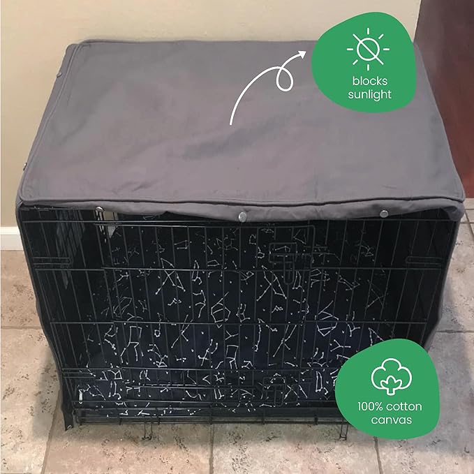 Molly Mutt I'm a Realist Dog Crate Cover, 100% Cotton Canvas Cover with 2 Roll-Up Panels, Ideal for Dog or Cat Crate, Durable, Washable, and Free of Harmful Chemicals, 36" x 23" x 25"