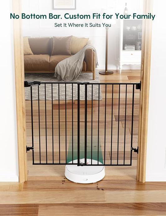 Babelio Baby Gate for Stairs, Kitchen & Doorways, No Bottom Bar| Easy Installation| One-Handed Operation| Auto-Close| Hardware Mount (Drill Needed) Safety Dog Gate (Black-B17, 29-49" W, 28" H)