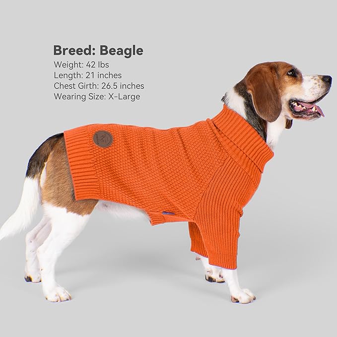 cyeollo 4XL Dog Sweater,Pullover Turtleneck for Large Dogs Classic Knitwear Fall Winter Cold Weather Pet Clothes for Giant Breed Warm Pet Apparel Large Big Dog Sweaters Female, Orange XXXXL