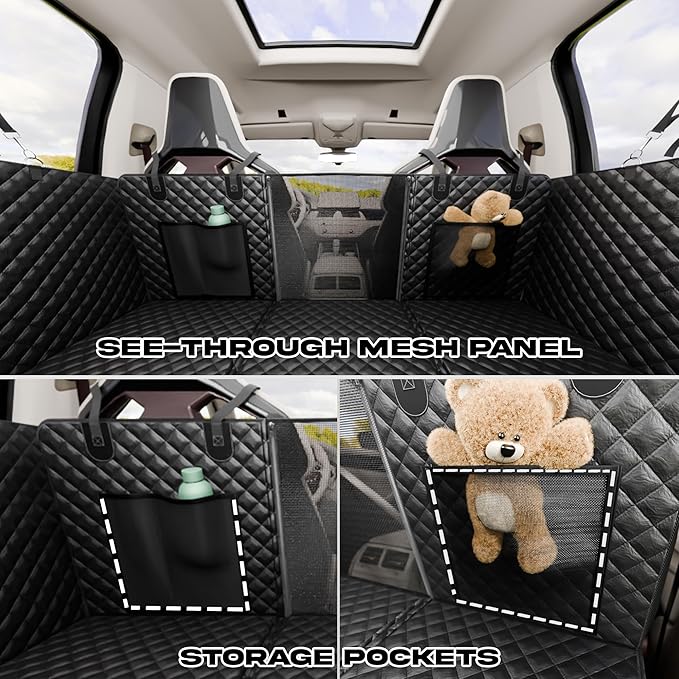 XL Dog Car Seat Cover for Back Seat, Back Seat Extender for Dogs with Hard Bottom Holds 450 lbs Dog Hammock for Car Pet Backseat Protector 100% Waterproof for Car, SUV, Truck