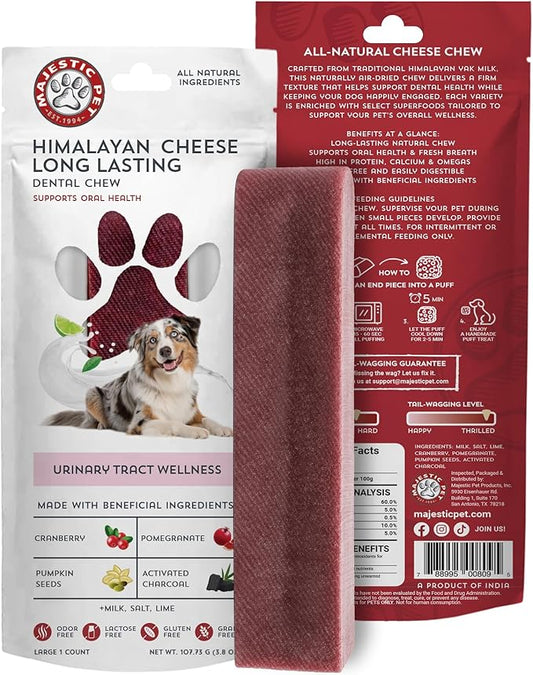 Majestic Pet Himalayan All-Natural Yak Cheese Dog Chews Made with 100% Cows Milk- Long Lasting Dental Chew for Dogs - Healthy Pet Treats (Urinary Tract Wellness, Large, 1 Pack)