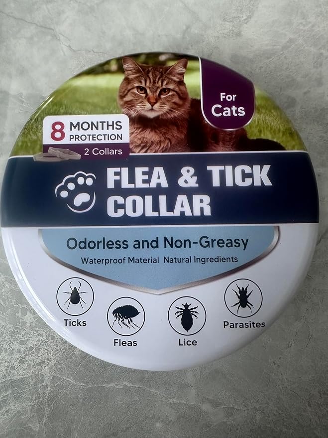Flea Collar for Cats, Cat Flea and Tick Collars, Cat Flea Collars, Kitten Tick Collar, Adjustable 8 Months Protection (Pack of 2)
