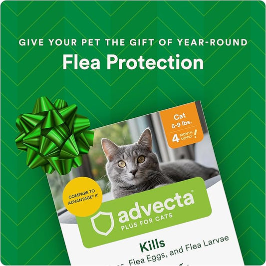 Advecta Plus Topical Flea Treatment for Cats and Kittens, Flea Prevention and Control, Small & Large, Fast-Acting Waterproof Drops, 6-Month Supply