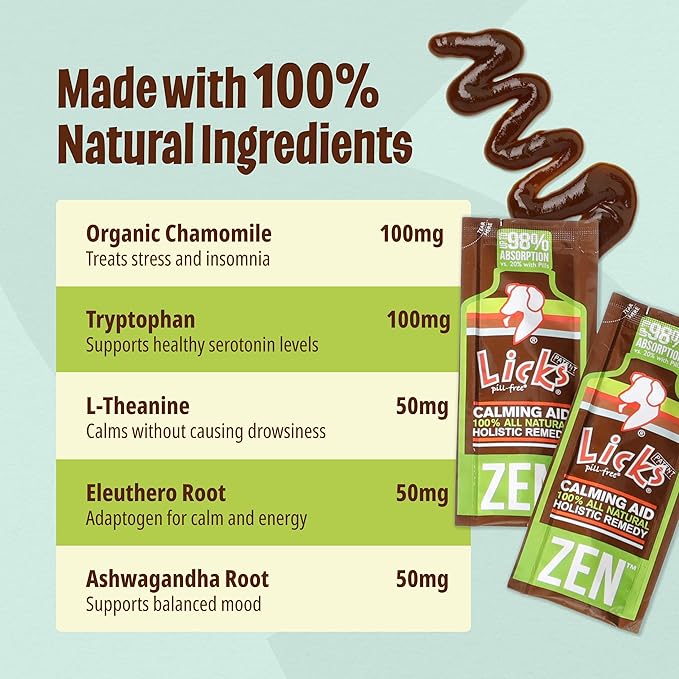 Licks Dog Zen Calming Aid Supplements - 5-use (Braised Beef Flavor)