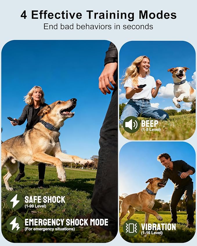 Jugbow Dog Shock Collar - 4200FT Dog Training Collar with Remote, IPX8 Waterproof Electric Dog Collar with 4 Training Modes, Security Lock, Rechargeable eCollar for 10-120lbs Dogs(Blue)