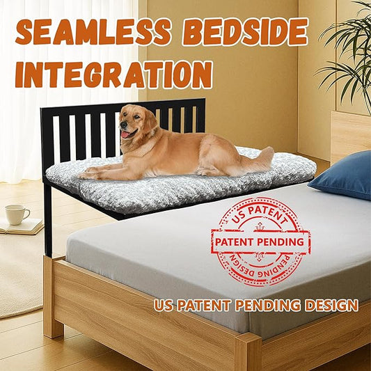Beside Dog Bed,Adjustable Height Dog Bunk Beds,48''x 32'' Metal Dogs Bed Frame with Cushion,X-Large