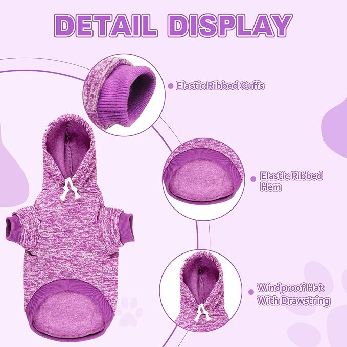 Purple&M Dog Hoodie Fleece Sweater for Medium Dogs - Soft Dog Clothes Sweatshirt with Pocket